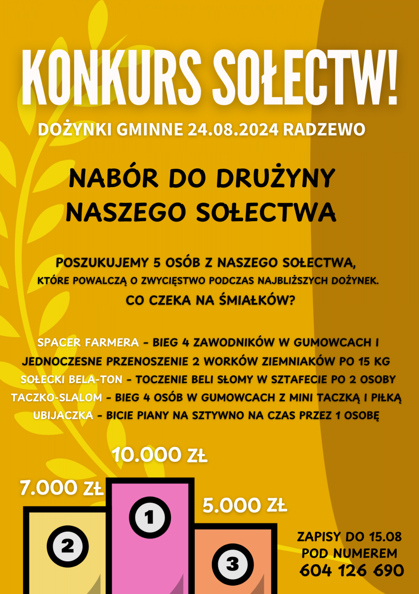 Plakat informacyjny o naborze do drużyny sołeckiej